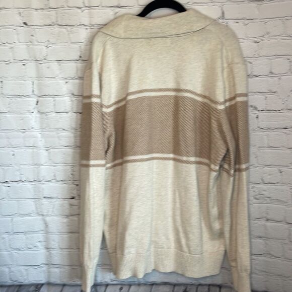 Men’s Striped Cardigan Sweater, size xl, Goodfellow & Co, Beige/Stripe Sweater - Picture 6 of 7